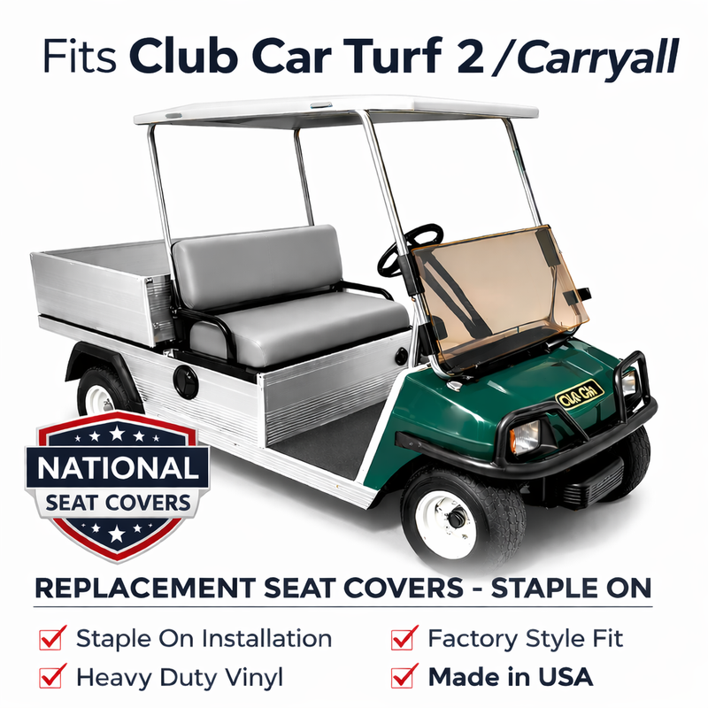 Club Car Turf 1 or 2 Front Seat Cover Set - 1 Piece Back Rest