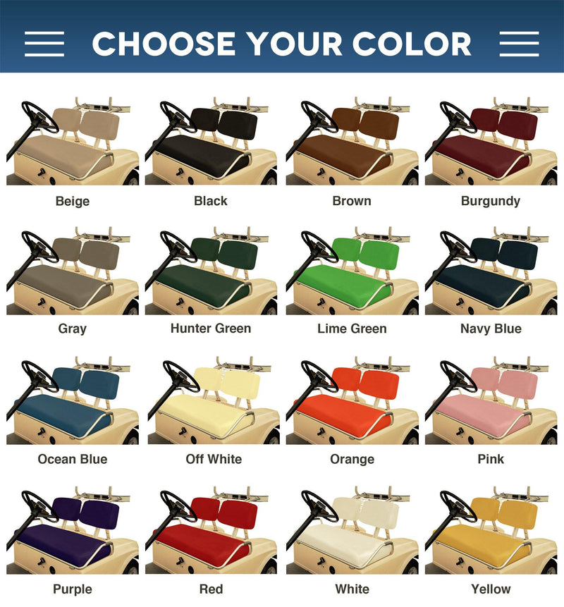 Black Front Replacement Seat Cover Set - Club Car Pre-2000 - GolfCartSeatCover.com