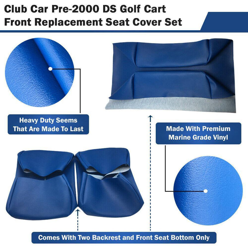 Ocean Blue Front Replacement Seat Cover Set - Club Car Pre-2000 - GolfCartSeatCover.com